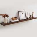 48 Inch Floating Shelf for Fireplace Mantel - 8 Inch Deep Rustic Solid Pine Wood Wall Shelf - Farmhouse Style Shelf with Heavy-Duty Metal Brackets - 48"W x 8"D - American Walnut, Set of 1