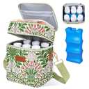 PIIOSER Breastmilk Cooler Bag with Ice Pack Fits 6 Baby Bottles Up to 9 Ounce, Insulated Baby Bottle Tote Bags, Double Layer Waterproof Leak-Proof with Shoulder Strap for Nursing &Working Mom (Floral)