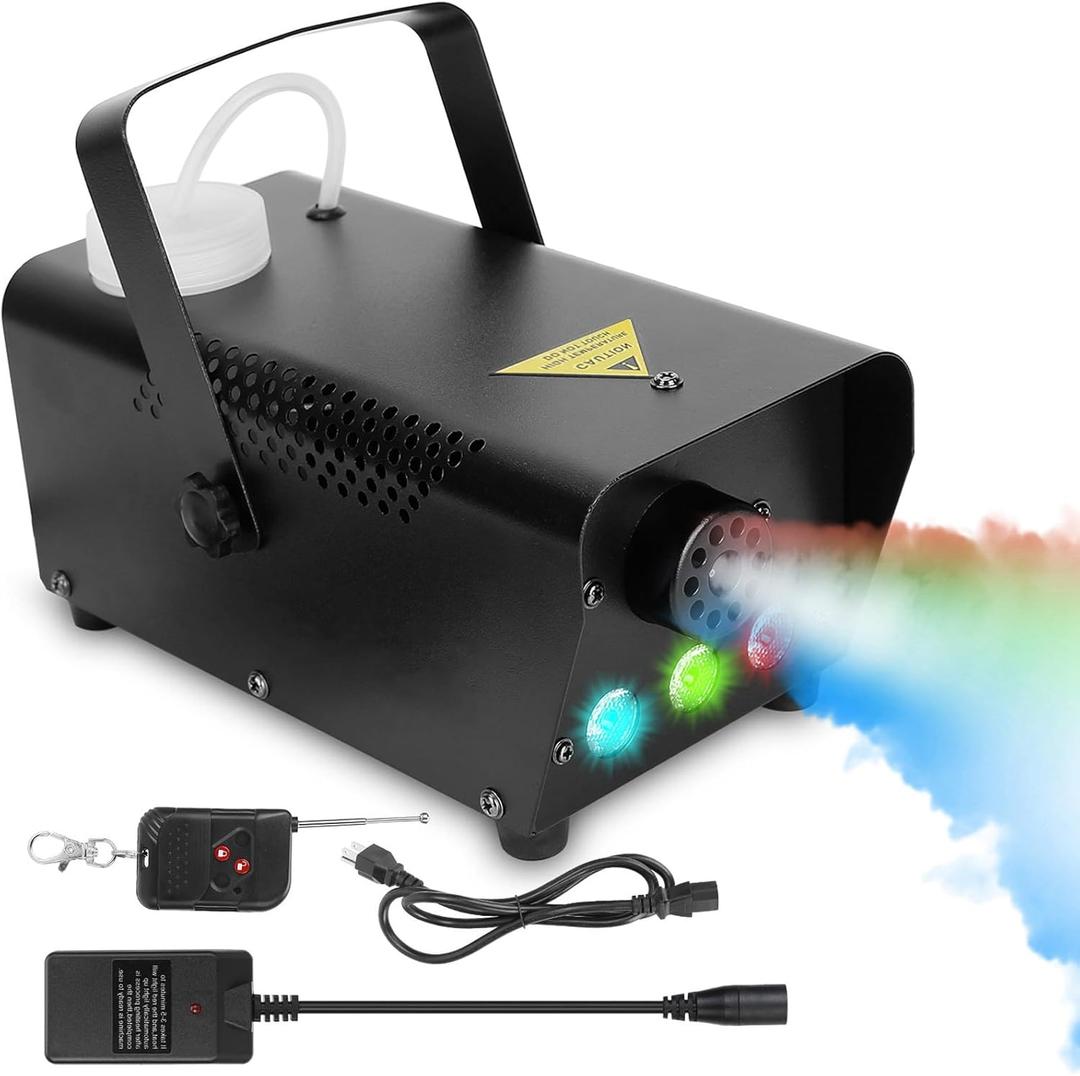 Smoke Machine, Fog Machine Outdoor with 3 LED Lights, 400W and 2000CFM Fog with Wired Receiver, Wireless Remote Controls, Perfect for Wedding, Halloween, Christmas, Party, Club,DJ Stage Effect