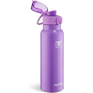 Fanhaw Daylite Series 24 oz Stainless Steel Insulated Water Bottle with Silicone Spout Lid, Double-Wall Vacuum Leakproof Metal Bottle, Anniversary Birthday Gift for Kids, Women & Men (Lilac)
