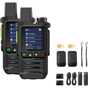 2Units Portable Radios Unlimited Range Nationwide Global Walkie Talkie 5000 MilesTwo Way Radios & 5000mAh Type-C Battery with SIM Cards