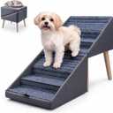 Dog Ramp Ottoman for Couch and Bed, 23" Pet Stairs Foldable, Leather