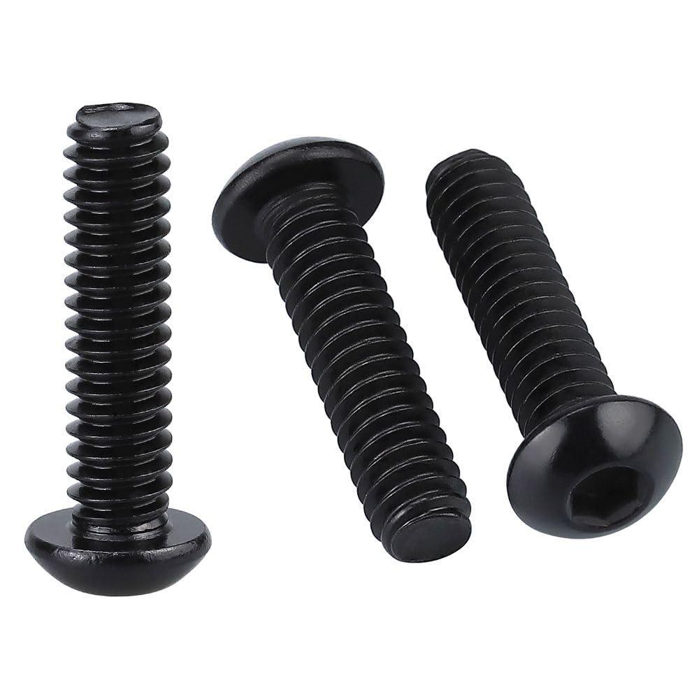 #10-24 x 3/4" (50 Pack) Button Head Socket Cap Screws Bolts, Stainless Steel 304 (18-8), Allen Hex Drive, Coarse Thread, Fully Threaded, Black Coated