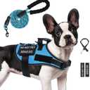 No Pull Dog Harness Small Medium Sized Dog, Service Dog Harness and Leash Set with 4 Patches, Adjustable Easy Walk Dogs Harnesses with Handle, Dogs Vest Harnesses French Bulldog, Chihuahua(Blue, S)