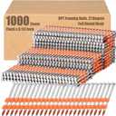 Therwen 1000 Count 21 Degree Framing Nails Full Round Head Collated Framing Ring Shank Hot Dipped Galvanized Nails Plastic Row Fixed for All Pressure Treated Lumber(2 Inch X 0.113 Inch)