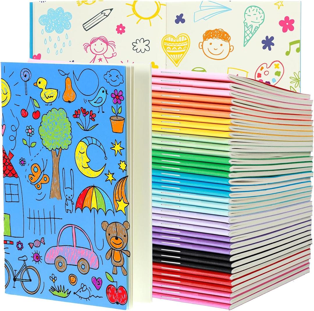 Mimorou 36 Pcs Blank Books for Kids for Drawing & Writing 4" x 5.7" Mini Notebooks Bulk 48 Pages Colorful Unlined Travel Journals Scrapbooks Pocket Notepads for Students Traveler School Sketching 