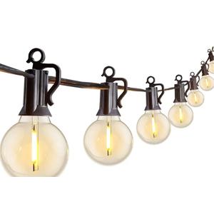 Outdoor String Lights 25 Feet G40 LED Patio Lights, Plug-in, 13 Plastic Edison Bulbs(1 Spare), Waterproof Connectable Hanging Light for Backyard Porch Balcony Party Decor, E12 Base, Black