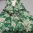 Women's Summer Beach Mini Dress Floral Boho Shift Dress Casual V Neck Puff Short Sleeve Flowy Button Down Dresses S