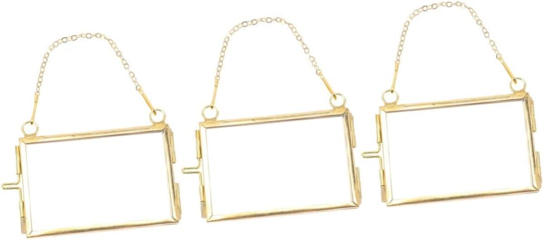 GARVALON 6pcs Hanging Golden Picture Frame Minimalist and Glass Artwork Display for Wall Decor for Photos Pressed Flowers and Artwork