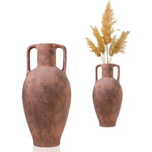 UPWOIGH 20in Vintage Ceramic Floor Vase with Handles
