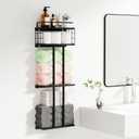 BUTUNITA Black Towel Rack for Bathroom, Metal Towel Holder for Bathroom Wall, Bathroom Towel Storage Rack with Shelf, Rolled Towel Racks for Bathroom Wall Mounted, 3Tier Small Towel Organizer