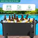 YITAHOME 80 Quart Rolling Cooler Cart with Bottle Opener Drainage, Portable Patio Cooler Rolling on Wheels, Outdoor Rolling Beverage Cart Drink Cooler for Patio Pool Deck Party BBQ Cookouts (Silver), 24 inches L x 16 inches W x 16 inches H
