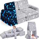 IFNOW Modular Kids Play Couch, Toddler Couch Kids Sofa, Child Sectional Sofa, Bedroom and Playroom Furniture for Toddlers, Convertible Foam and Floor Cushion for Boys and Girls, Glow in The Dark, Star