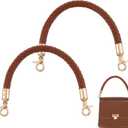 2 PCS Brown Leather Purse Strap, Braided Leather Strap for Purse, 11.8in PU Leather Woven Purse Handles with Metal Lobster Clasp for Underarm Bags, Handbags