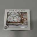 Inesore for AirPods Pro 2nd Generation Case Cover with Lock, Flowers Cute Clear Air Pods Pro 2 Case Hard iPod Pro Cases for Women Girls with Cleaner Kit (2023 USB-C /2022/2019) -White Lily