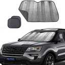 Big Hippo Windshield Sun Shade, Car Window Shade as Bonus Keep Vehicle Cool Windshield Sunshade Protect Your Car from Sun Heat & Glare Best UV Ray Visor Protector -Silver/Black (Size: 55.16X 27.5inch)