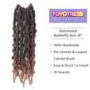 ToyoTress Butterfly Locs Crochet Hair - 16 inch 8 Pcs Ombre Brown Faux Locs Pre-twisted Distressed Crochet Braids Pre-looped Synthetic Braiding Hair Extensions (16 Inch, T30-8P)
