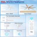 TCL 72 Inch Large Ceiling Fans with Lights and Remote, Indoor/Outdoor Modern Ceiling Fan,8 Blades 6 Speed Reversible Quiet DC Motor, for Living Room Patio Garage High Ceiling (white, 72)