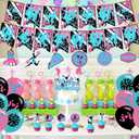 Cheerleading Party Decorations Cheerleading Birthday Party Supplies Includes Gymnastics Party Cheer Birthday Banner Swirls Cupcake Toppers Cake Topper Balloons for Cheerleading Decor