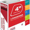 3 Ring Binder, Professional Angle D Ring 4 Inch, Presentation Folder for Standard Pages 8.5 x 11 with Pockets, Crystal Clear View White (4 Pack)