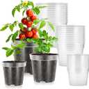 VIVOSUN 36 Packs 4/5/6 Inch Clear Nursery Pots with Drainage Holes, Reinforced Plastic Seedling Pots for Plants, Flowers, Cuttings, and Succulents, 40 pcs Plant Labels