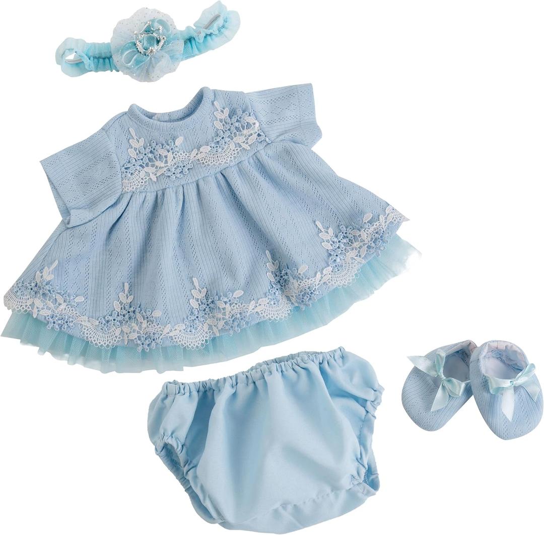Reborn Baby Dolls Clothes Girl Blue Baby Doll Clothes 17-20 Inches Doll Outfits and Accessories for Newborn Girl