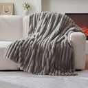 Amazon.com: Lotus Karen Faux Fur Throw Blanket - Stripe Faux Rabbit Fur Blanket for Couch, Cozy Soft Fluffy Fuzzy Blanket, Warm Thick Furry Plush Shaggy Small Blankets for Women, Light Gray,50x60 Inches : Home & Kitchen