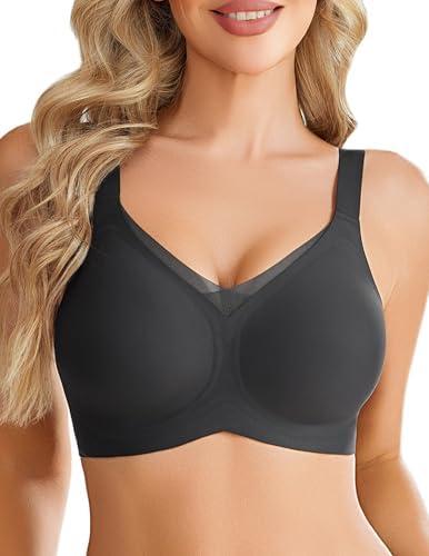 Avidlove Womens Seamless Bras No Underwire V Mesh Comfort Bralette Full Coverage Push Up Everyday T-Shirt Bra,Size L