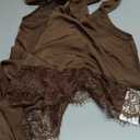 Milumia Women's Halter Neck Sleeveless Top Lace Asymmetrical Hem Summer Going Out Tank Tops, Size S (Coffee Brown)