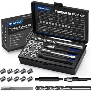 M8x1.25 Metric Thread Repair Kit, with HSS Drill, HSS Tap, Counterbore, Installation Driver, M8x1.25MM 10 pcs 304 Stainless Steel Inserts (11.7mm Length)