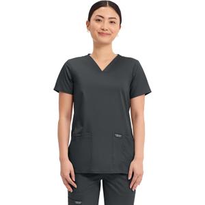 Cherokee Medical Women's Scrub Top V-Neck Modern Classic Fit with 3 Pockets, Ultra Soft and 2-Way Stretch Fabric - WW620 (S, Black)