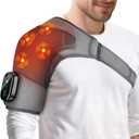 Shoulder Heating Pad with Massage, Cordless Heated Shoulder Brace Wrap Massager for Pain Relief Deep Tissue, Rotator Cuff Heating Pad, Gray