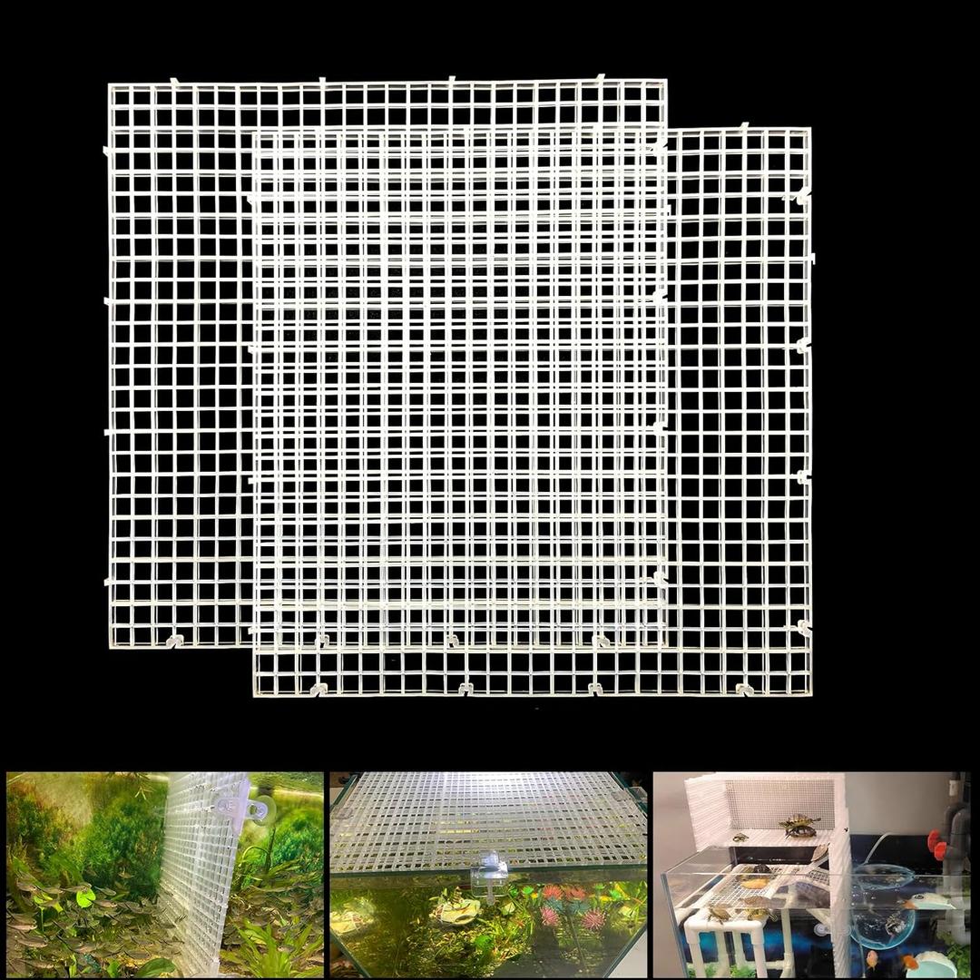 Adjustable Aquarium Fish Tank Divider Filter Bottom Plastic Grid Fish Tank Isolation Board Egg Crate Tray(White, 2Pcs, 11.8X11.8Inch, with 0.35Inch Hole)