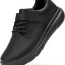 FitVille Diabetic Shoes for Men Wide Width, Leather Oxford Dress Shoes Extra Wide Walking Shoes Hook and Loop Orthopedic Sneakers for Edema and Swollen Feet, Size 11 (Jet Black)