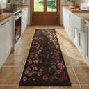 Rugcomf Runner Rug for Kitchen Rug Non Slip 2'6''x8' Washable Rugs with Rubber Backing Soft Floral Butterfly Carpet for Kitchen Laundry Bedroom Bathroom, Umbra Grey
