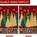 3 x Merry Christmas Garden Flag, Christmas Trees Yard Flag 12x18 Double Sided Red Outdoor Decorations, Winter Trees Holiday Decor Welcome Burlap Garden Flag Rustic Outdoor Farmhouse Xmas for Porch Yard