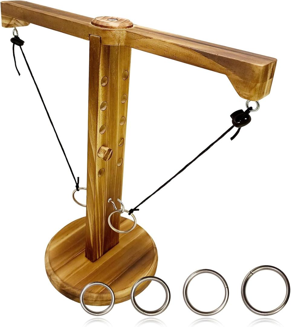 Ring Toss Game for Adults, Wooden Hook and Ring Game, Outdoor Indoor Game, Table Top Games for Bars, Home, Party, Patio Decor Great Yard Games 11.81" X 13" Large Size