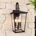Kalium Modern Outdoor Wall Sconce Fixture 20 1/2", Matte Black, 3-Light Exterior Wall Mount Lighting with Clear Glass Panels for House Porch Patio Outside Deck Garage Yard Front Door Garden Home, 9.75*10.5*20.25 in
