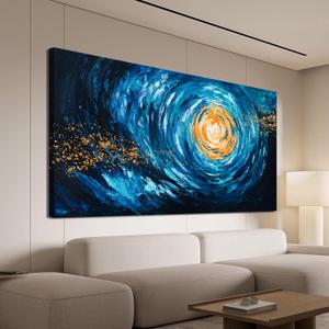 Canvas Wall Art Decor Large Wall Art Pictures for Living Room Coastal Beach Wall Art Decor Canvas Modern Art Wall Decor Starry Nights Prints Art Work for Home Office Kitchen Room Wall Decor 29" X 58"