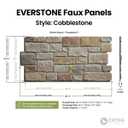 EverStone Cobblestone Faux Stone Panel, 48"W x 23 3/4"H x 1 1/8"D, Earth Color