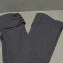 OQQ Women's 1 Piece Flared Pants Ribbed Fold Over Kick Ruched Stretch High Waist Casual Darkgrey Size M