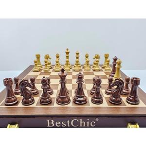 18 Inch Folding Chess Set with High Polymer Weighted Standard Chess Pieces for Family Vintage Board Games Chess Set for Adults and Kids Chess Enthusiasts