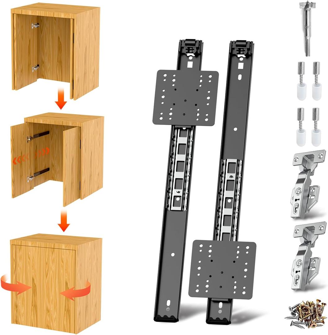 Pocket Door Slides, Cabinet Pocket Door Slide,Pocket Door Hinge,Pivot Door Slide Hardware Inset,Cabinet Pocket Door Hardware Kit Fit for Inset Door,Cabinet Door (16 inches, Pieces, 2)