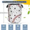 Baseball Laundry Basket Texture Pattern Foldable Oxford Cloth Funny Tote Bag Laundry Hamper Clothes Storage Bucket Organizer For Bathroom/Laundry Storage/Bedroom 18.9x16.5 Inch