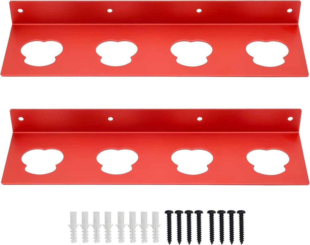 2 Pack Battery Holder for Milwa.....12V Tool, Wall Mount for Milwa.....12V Batteries Storage with Accessories, Wall Mount Storage Organizer Rack with 4 Slots