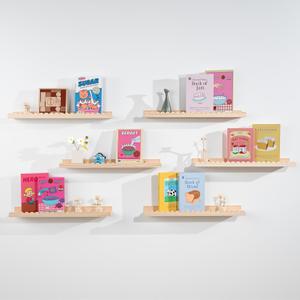 NEXHOME PRO Nursery Book Shelves, 6-Pack Solid Pine Wood Floating Shelves for Wall Kids, Wall Mounted Shelves for Bedroom/Living Room/Kitchen, Toddler/Baby Room Nursery Decor (Natural, 24 Inches)