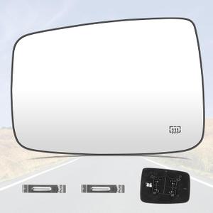 Youxmoto Driver Left Side Mirror Glass, for Dodge Ram 1500 2009-2017; Ram 2500 2010 2011 2012 2013 2014 2015 2016 2017 2018, Heated, (w/o Towing Package, Not fits Towing Mirrors)