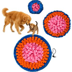 Snuffle Mat for Dogs, Large Dog Snuffle Mat 19'' x 19'' Enrichment Interactive Dog Puzzle Toys for Cats Dogs Encourage Natural Foraging Skills and Olfactory Training Stress Relievers Orange-Pink
