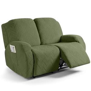 Ruaozz Recliner Loveseat Covers 2 Pieces Recliner Sofa Covers with Pockets Stretch Reclining Couch Slipcover Washable Furniture Protector with Elastic Bottom (2 Seater, Army Green)