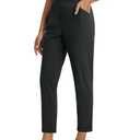 baleaf Womens Pants Petite Travel Pants Stretchy Work Pants Dressy Business Casual Slacks Golf Airport Clothing Fall Black M